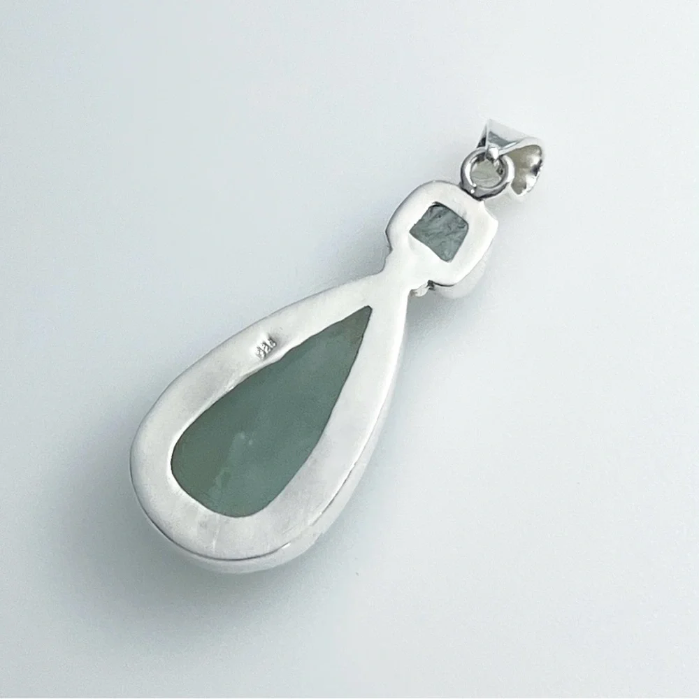 Solid Sterling Silver 925 Aquamarine Gemstone Pendant Handmade New - Picture 4 of 6